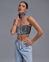 Halter Rhinestone Bandage Top